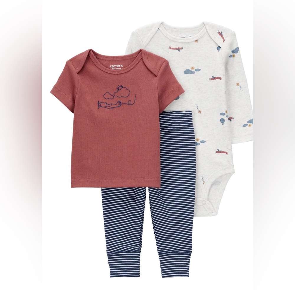 Carter’s Child‎ of Mine Baby Boy 3PC Airplane Outfit Set 6-9M NWT